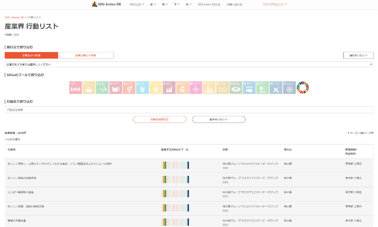 Actionページのイメージ